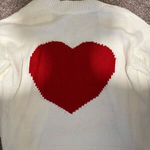 Heart Pattern Cream Sweater